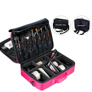 Moyenne trousse de rangement maquillage et cosmétique profesionnelle rose  |  Eorom