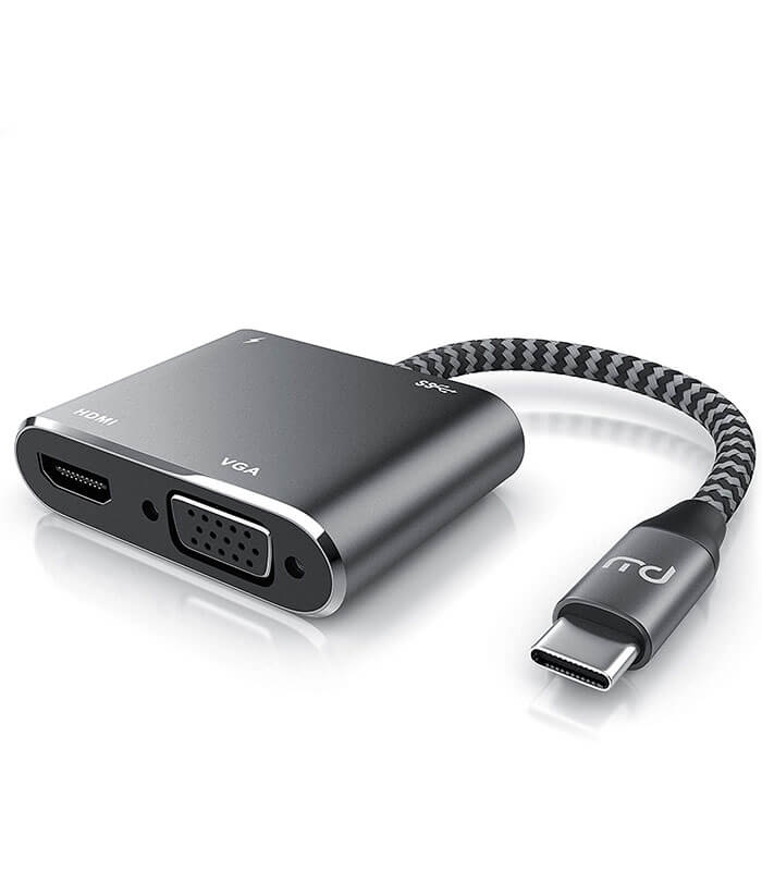 Adaptateur USB C vers HDMI 4k + VGA + USB A 3.0 + USB