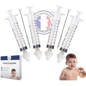 Kits mouche-bébé Kit de 4 Seringues Nasales Bébé et 4 Embouts en Silicone