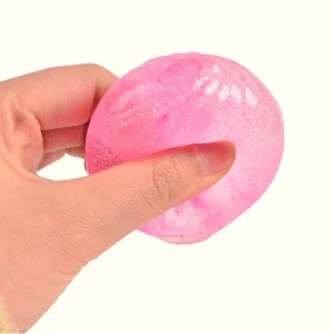 Balle anti stress à paillette transparente bleu