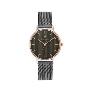 Montre Pierre Lannier femme acier noir milanais